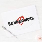 ビーシャムレス赤いハートホワイト 楕円形シール (封筒)