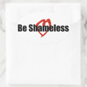 ビーシャムレス赤いハートホワイト 楕円形シール (バッグ)