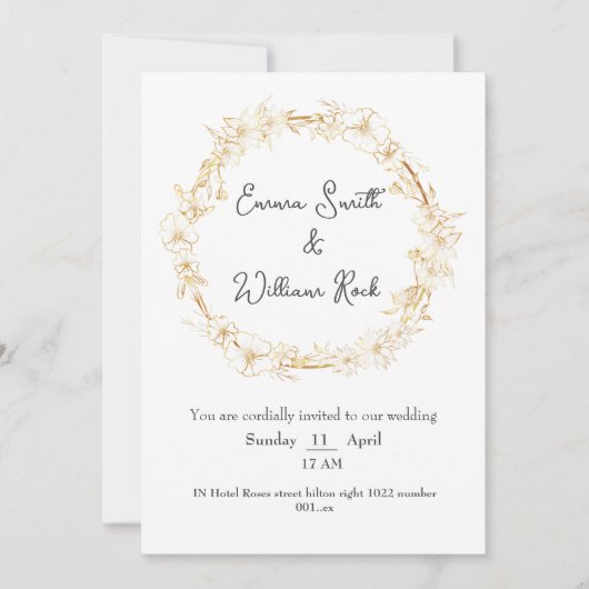 ビージュとホワイトカード結婚式招待状 招待状 (正面)