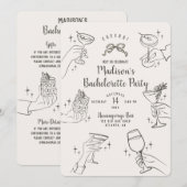 ビージュレトロカクテルパーティーバチェロレッテ招待状 (正面/裏面)