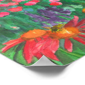 ビースケップコンフロアーガーデン水彩ひまわり ポスター (角)