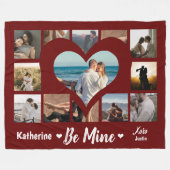 ビースタイリッシュミンバレンタインXOフォトコラージレッド フリースブランケット (正面(横))