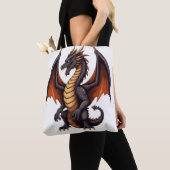 ビーストを解き放つ – デスメタルドラゴンマスコットティー トートバッグ (クローズアップ)