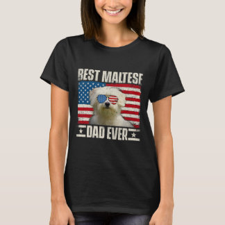 ビーストマルチーズパパエバーアメリカンフラッグドッグ恋人アップ Tシャツ