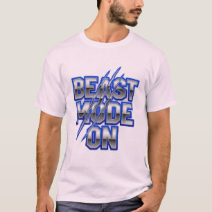 ビーストモードオンはっきりした – クローマーク付き金属文字 Tシャツ