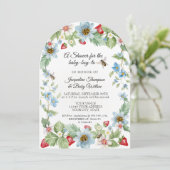 ビーストロベリーシャワーにベリー甘い男の赤ちゃん 招待状 (スタンド正面)