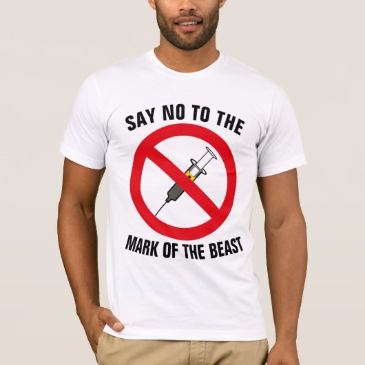 ビーストワクチンTシャツのマークにノーと言う Tシャツ (正面)