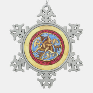 ビースト動物との無限の結び目 スノーフレークピューターオーナメント