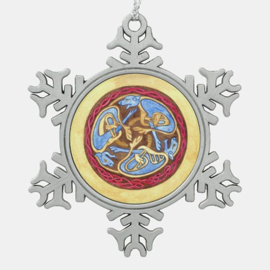 ビースト動物との無限の結び目 スノーフレークピューターオーナメント (正面)