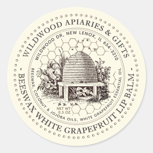 ビースワックスリップバームヴィンテージスキューアイボリーハニカム ラウンドシール (正面)