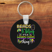 ビーズきらきら光るとマルディグラのカーニバルM キーホルダー (正面)