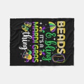 ビーズきらきら光るとマルディグラのカーニバルM フリースブランケット (正面(横))