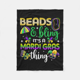 ビーズきらきら光るとマルディグラのカーニバルM フリースブランケット