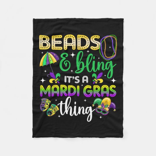 ビーズきらきら光るとマルディグラのカーニバルM フリースブランケット (正面)