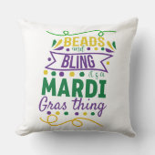 ビーズきらきら光るとマルディグラの事だ クッション (正面)