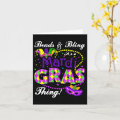 ビーズきらきら光るとIt's A Mardi Gras Thing Holiday Sa カード (黄色い花)