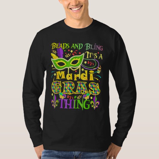 ビーズきらきら光るとMardi Gras Thing 2 Tシャツ (正面)