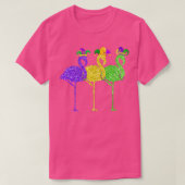 ビーズとブレンジングヴィンテージフラミンゴマルディグラ Tシャツ (デザイン正面)