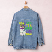 ビーズとマスクマルディグラスラマアルパカ男性へウォム デニムジャケット (ハンガー)