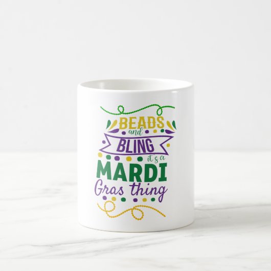 ビーズと装飾 マルディグラスに夢中 コーヒーマグカップ (中央)