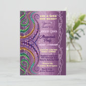 ビーズのためのマーズディ・グラス パープル・マスカレード・パーティー 招待状 (スタンド正面)