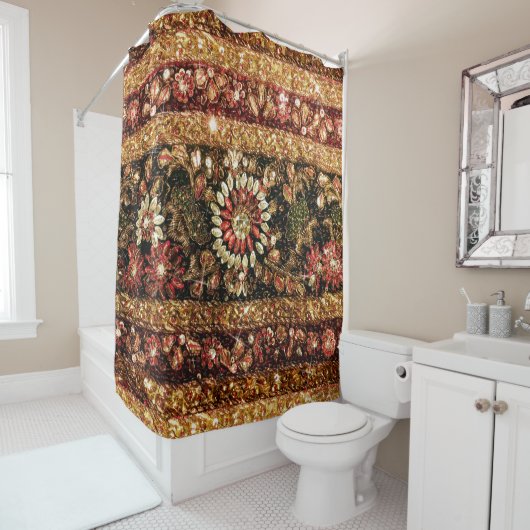 ビーズのインドのサリーの写真のシャワー・カーテン シャワーカーテン (インサイチュ)