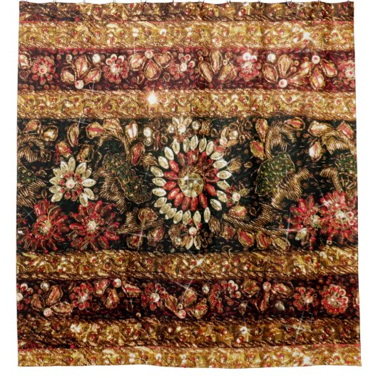 ビーズのインドのサリーの写真のシャワー・カーテン シャワーカーテン (正面)