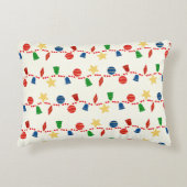 ビーズのガーランドとレトロなクリスマスオーナメント アクセントクッション (正面)