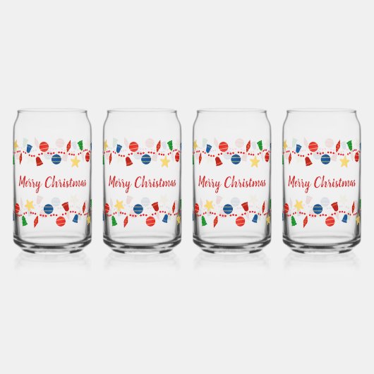 ビーズのガーランドとレトロなクリスマスオーナメント ガラス缶 (正面)