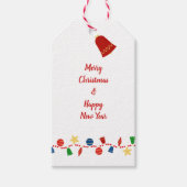 ビーズのガーランドとレトロなクリスマスオーナメント ギフトタグ (正面)