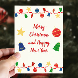 ビーズのガーランドとレトロなクリスマスオーナメント シーズンカード