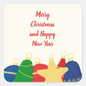 ビーズのガーランドとレトロなクリスマスオーナメント スクエアシール (正面)