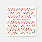 ビーズのガーランドとレトロなクリスマスオーナメント スタンダードカクテルナプキン (正面)