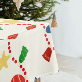 ビーズのガーランドとレトロなクリスマスオーナメント テーブルクロス