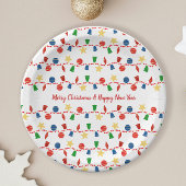 ビーズのガーランドとレトロなクリスマスオーナメント ペーパープレート