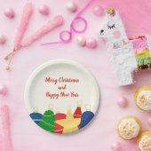 ビーズのガーランドとレトロなクリスマスオーナメント ペーパープレート (パーティー)