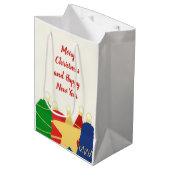 ビーズのガーランドとレトロなクリスマスオーナメント ミディアムペーパーバッグ (正面アングル)