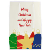 ビーズのガーランドとレトロなクリスマスオーナメント ミディアムペーパーバッグ (裏面)