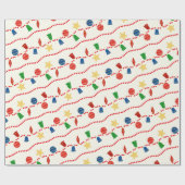 ビーズのガーランドとレトロなクリスマスオーナメント ラッピングペーパー (フラット)