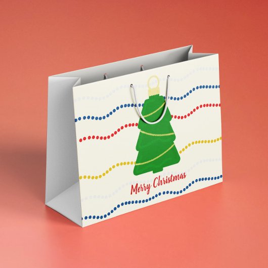 ビーズのガーランドとレトロなクリスマスオーナメント ラージペーパーバッグ