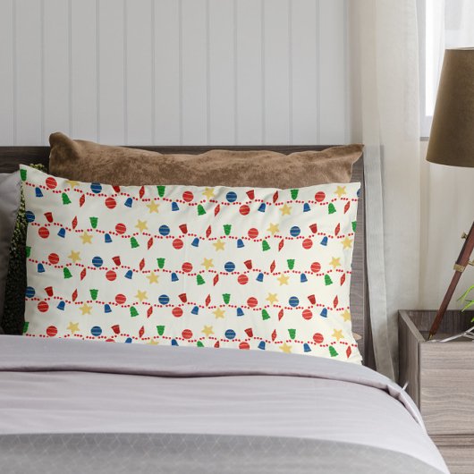 ビーズのガーランドとレトロなクリスマスオーナメント 枕カバー