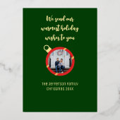 ビーズのガーランドとレトロなクリスマスオーナメント 箔シーズンカード (裏面)