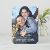 ビーズのストランドの写真を使ったSave the Dateのお知らせ 招待状 (スタンド正面)