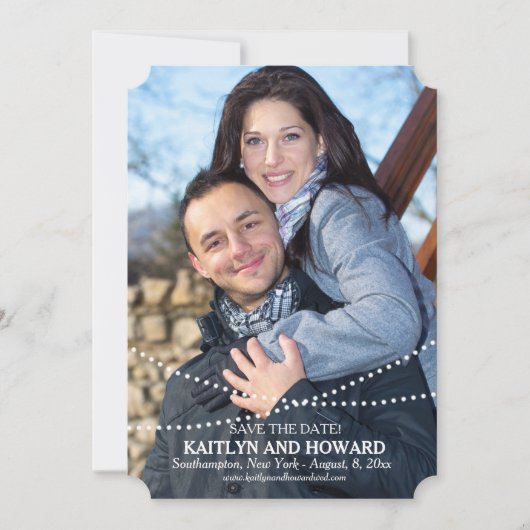 ビーズのストランドの写真を使ったSave the Dateのお知らせ 招待状 (正面)