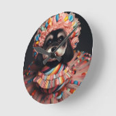 ビーズのドレスを着た可愛い犬 ラウンド壁時計 (傾斜)