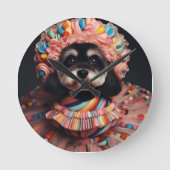 ビーズのドレスを着た可愛い犬 ラウンド壁時計 (正面)