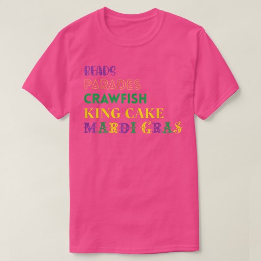 ビーズのパレードCrawfishキングケーキマルディグラスカーニヴ Tシャツ (デザイン正面)