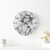 ビーズのフラッパーの女の子 ラージ壁時計 (ホーム)