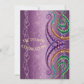 ビーズの必要性Mardi Grasパープルマスカレードパーティー 招待状 (裏面)