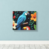 ビーズの森の中のオウムとトゥーカン キャンバスプリント (インサイチュ (ウッドフロア))